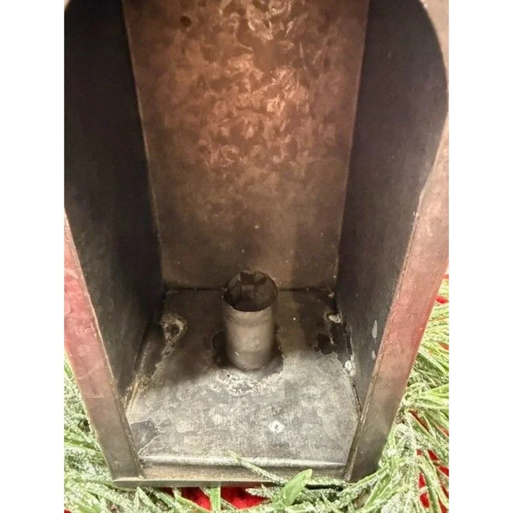 VINTAGE PRIMITIVE TIN CANDLE LANTERN WITH HANDLE 14